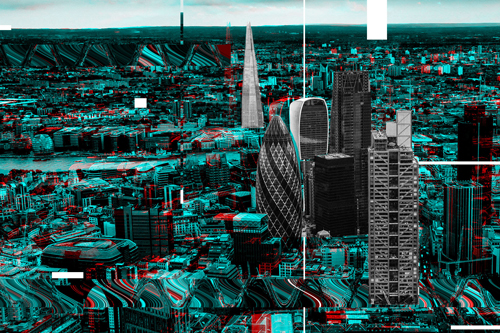 Distorted London skyline